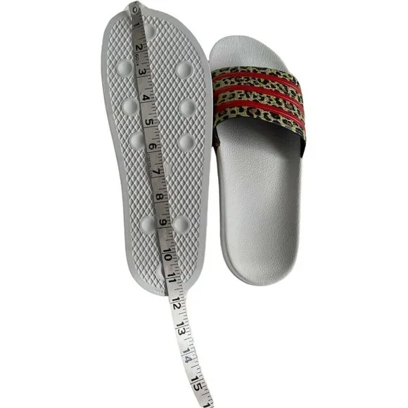 🔧Men’s Slides Size 11 adidas adilette  stripes Style FX5845 White/ Orange/Brown - Picture 8 of 12